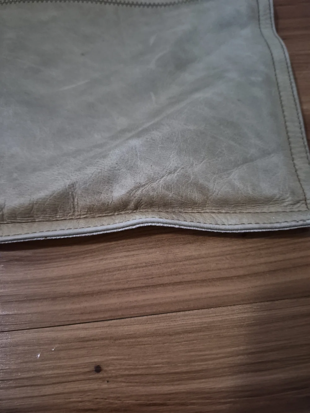 Pottery Barn Patchwork Leather Pillow Cover Gray Taupe 26x16 Rustic Modern